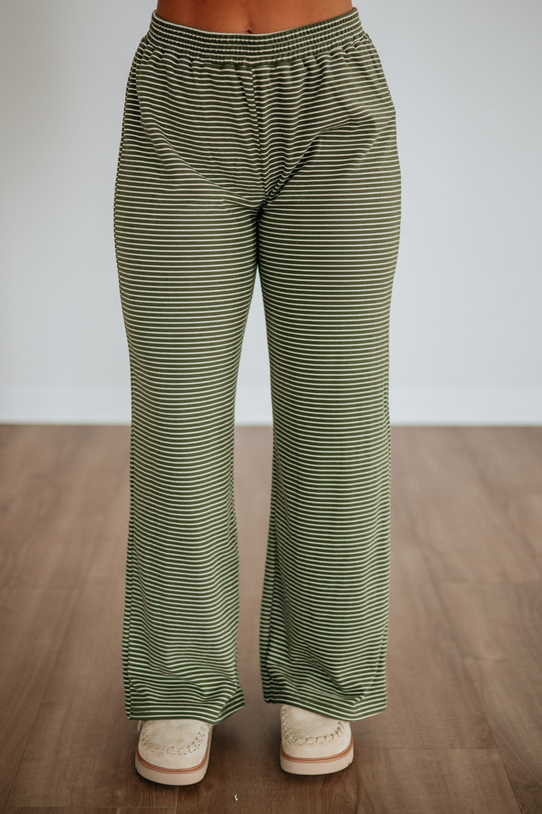 Cayla Striped Pants - Olive Mix