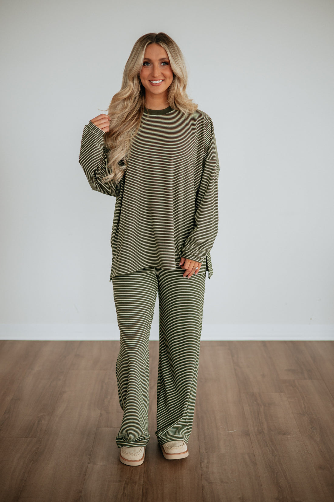 Cayla Striped Top - Olive Mix