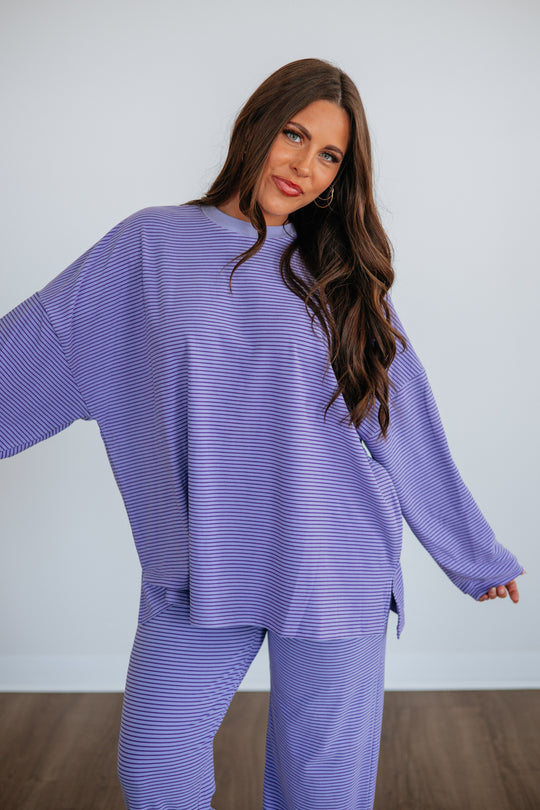 Cayla Striped Top - Lavender Mix