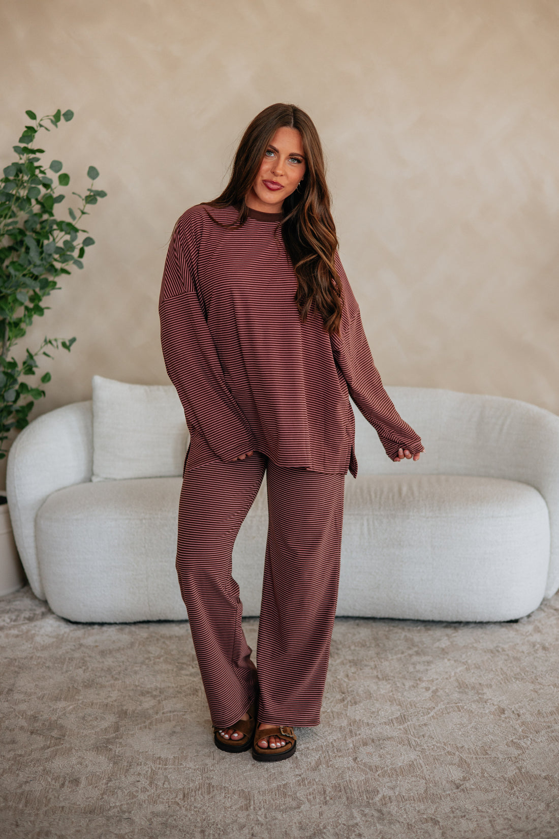 Cayla Striped Top - Cocoa Mix