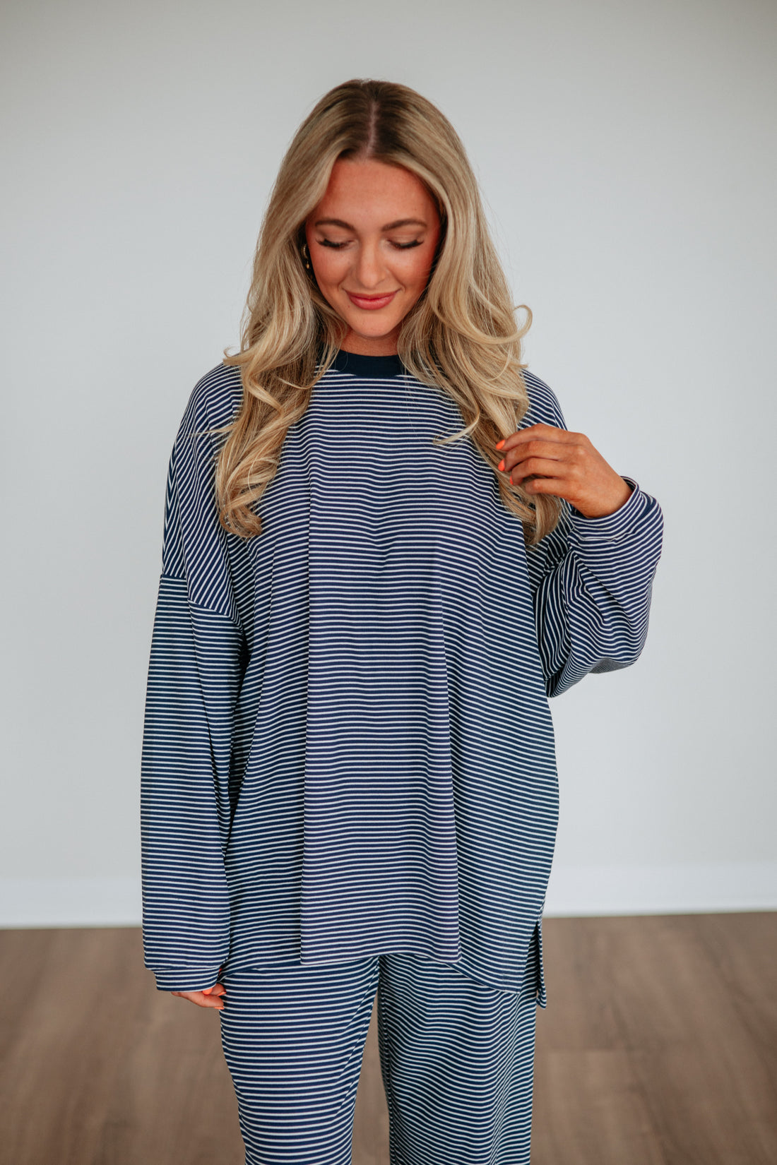 Cayla Striped Top - Dark Navy Mix