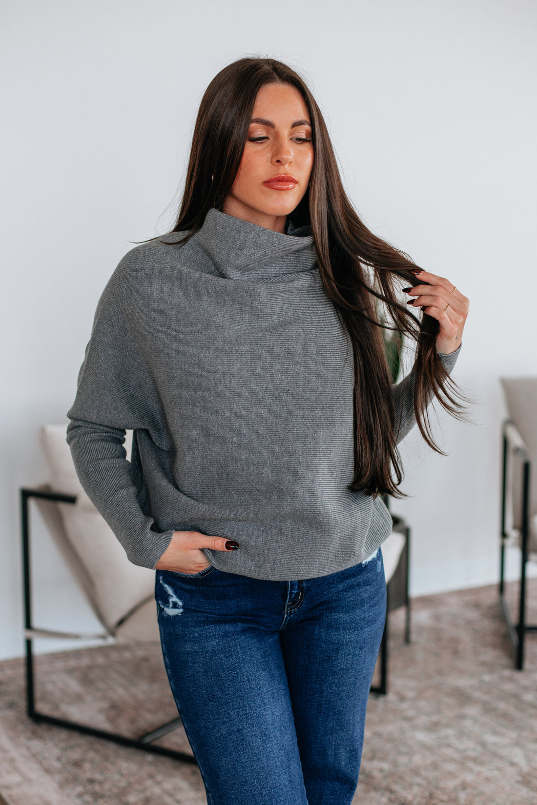 Gretchen Dolman Sweater - Grey