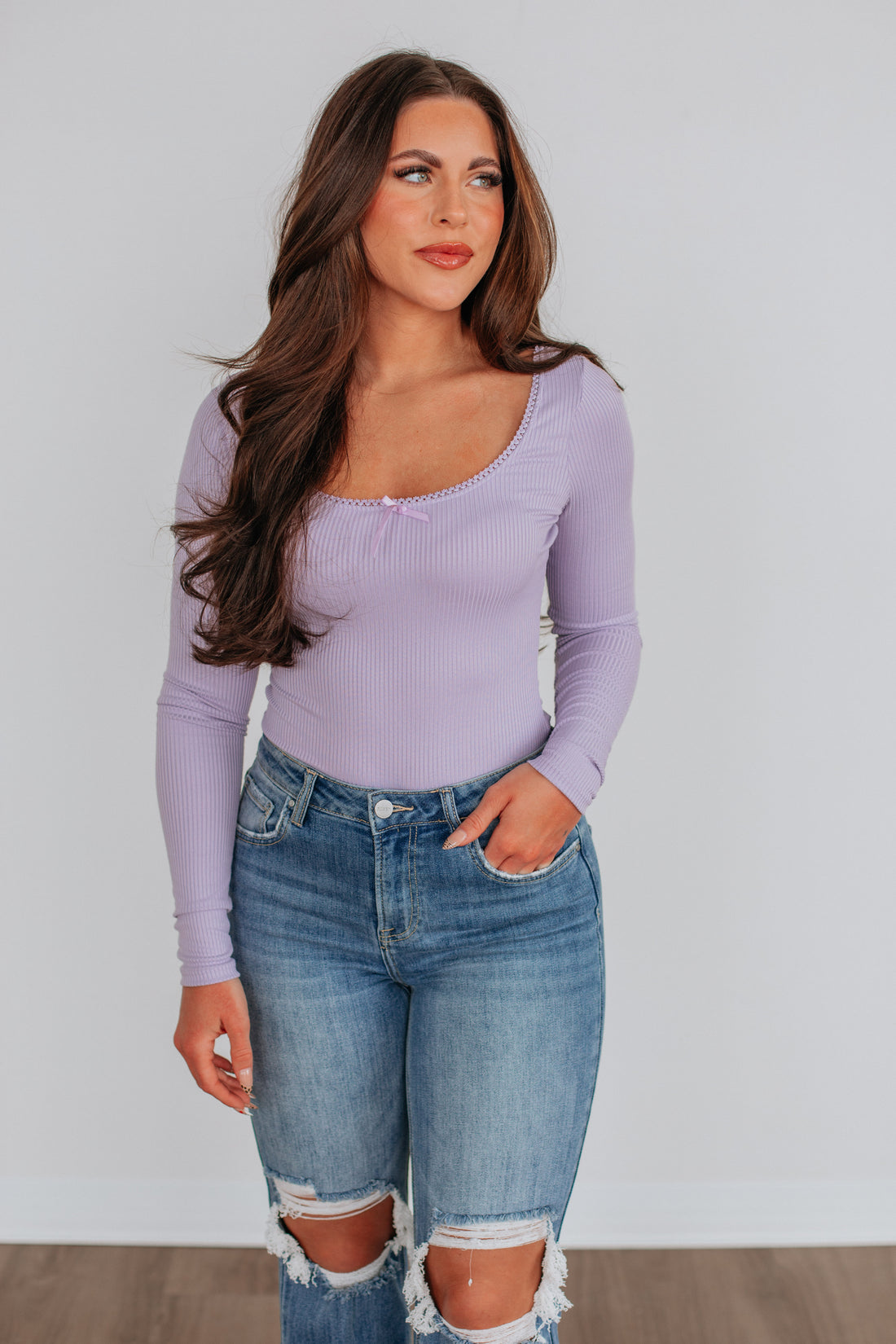 Haleigh Ribbed Bodysuit - Lilac