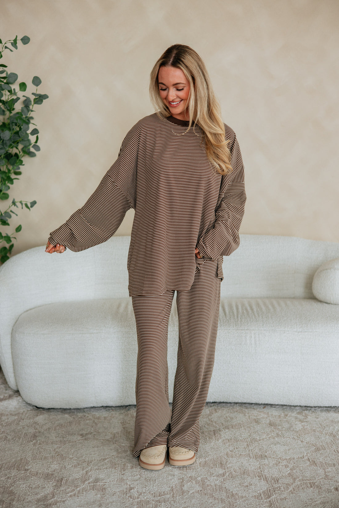 Cayla Striped Pants - Chocolate Mix