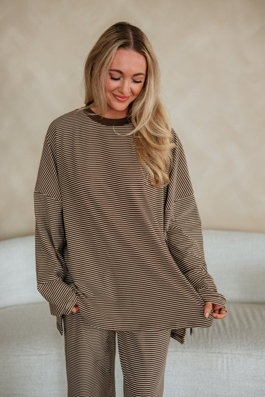 Cayla Striped Top - Chocolate Mix