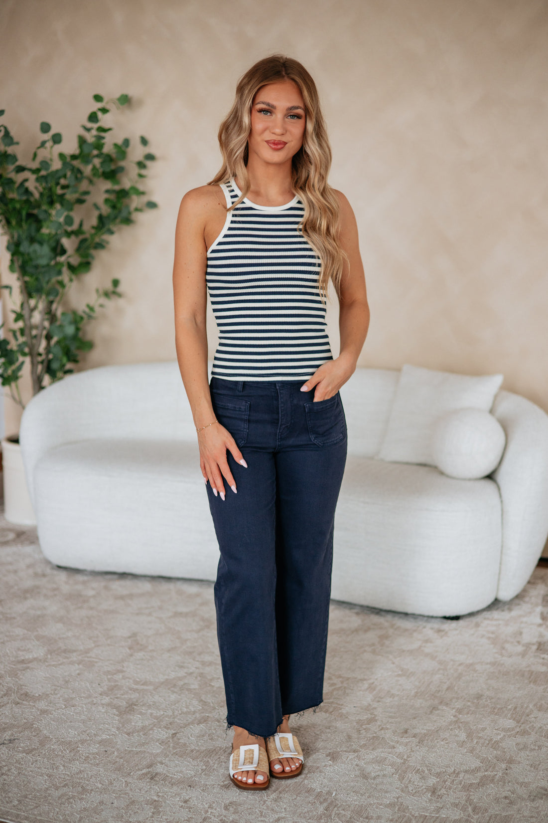 Kayce Striped Tank - Navy Mix