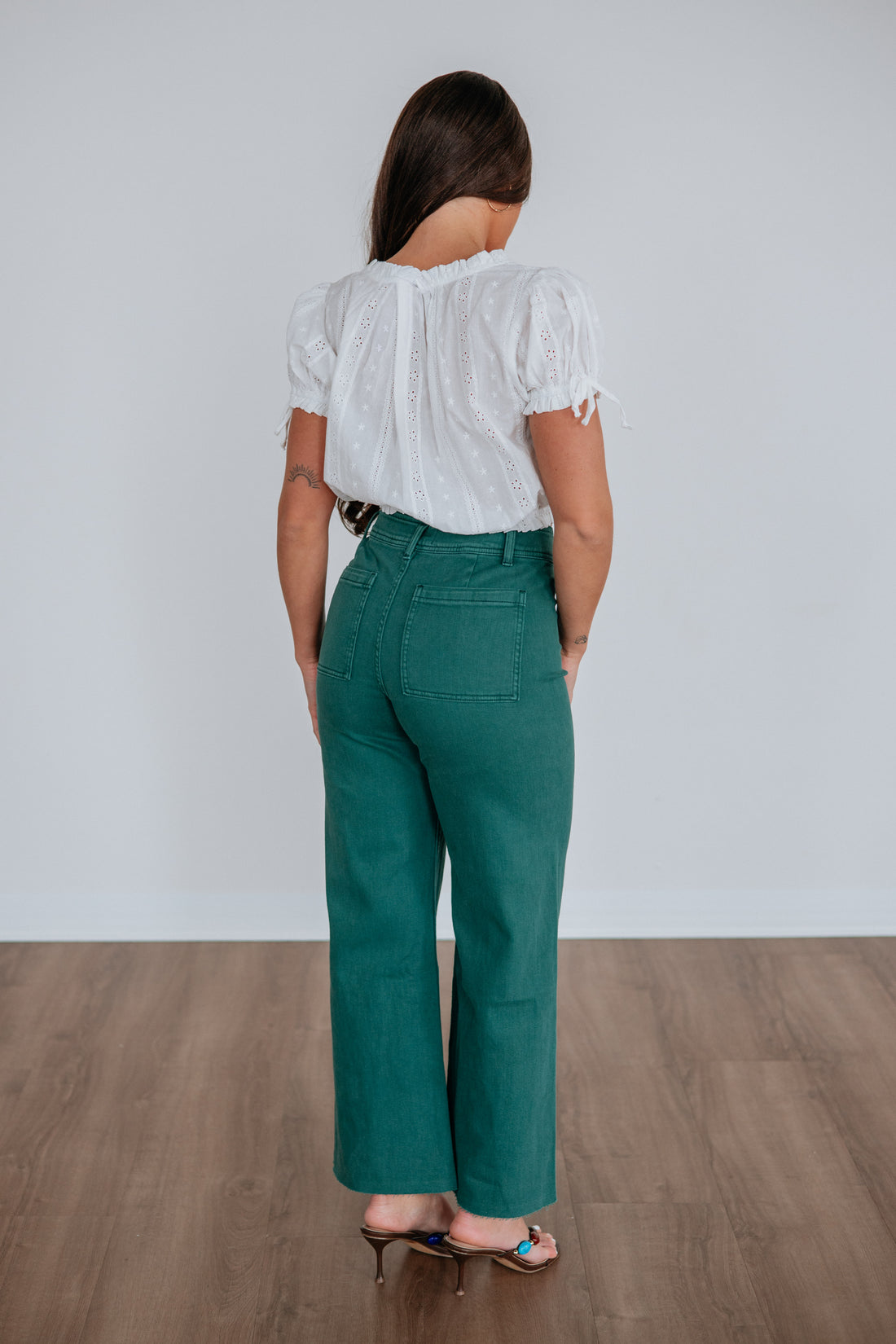 Linsley Wide Leg Pants - Pine