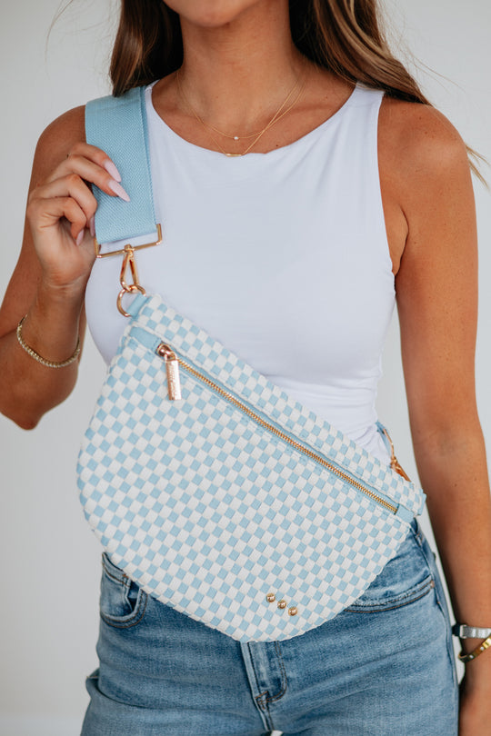 Patsy Checkered Bum Bag - Baby Blue