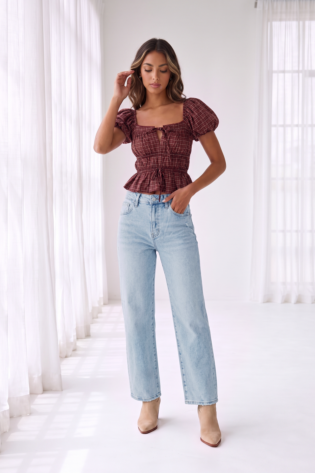 Perlette Plaid Top