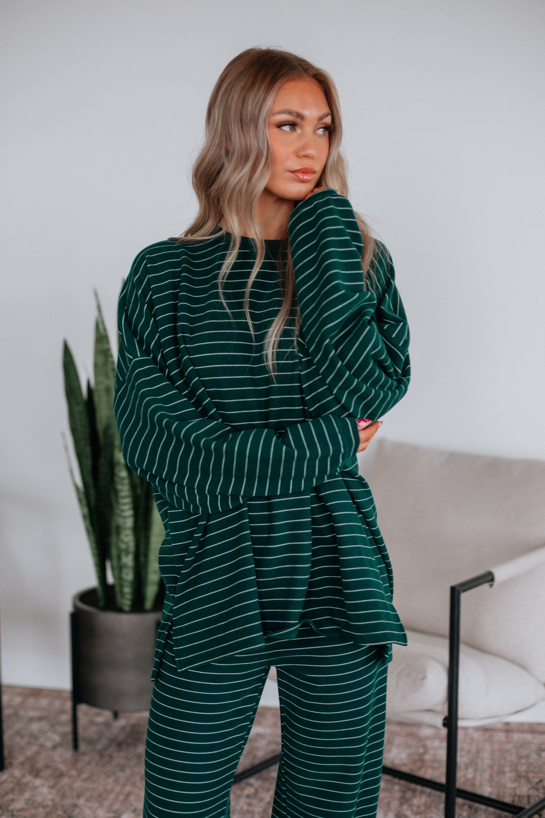 Cayla Striped Top - Pine Mix
