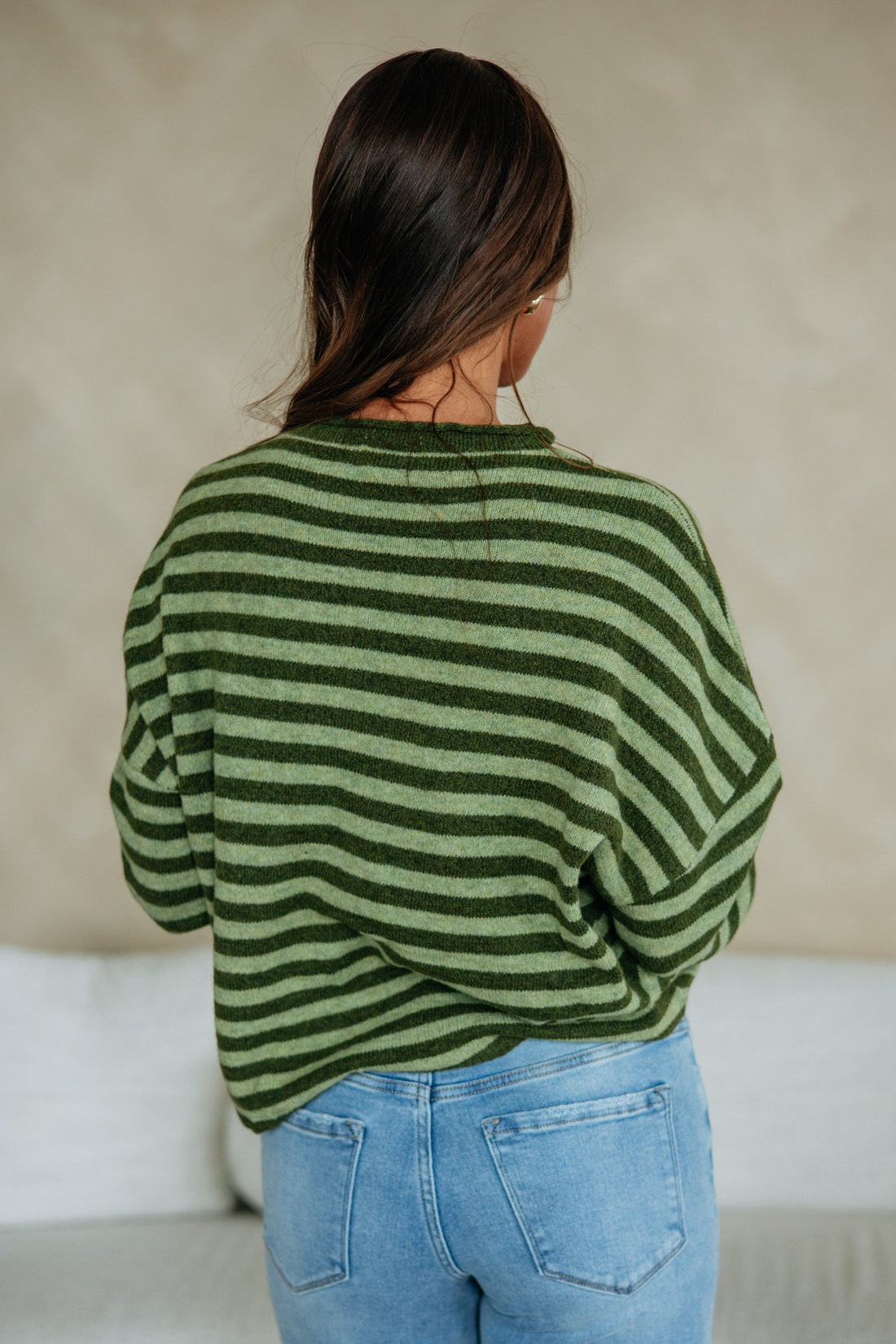 Brooke Striped Cardigan - Moss Mix