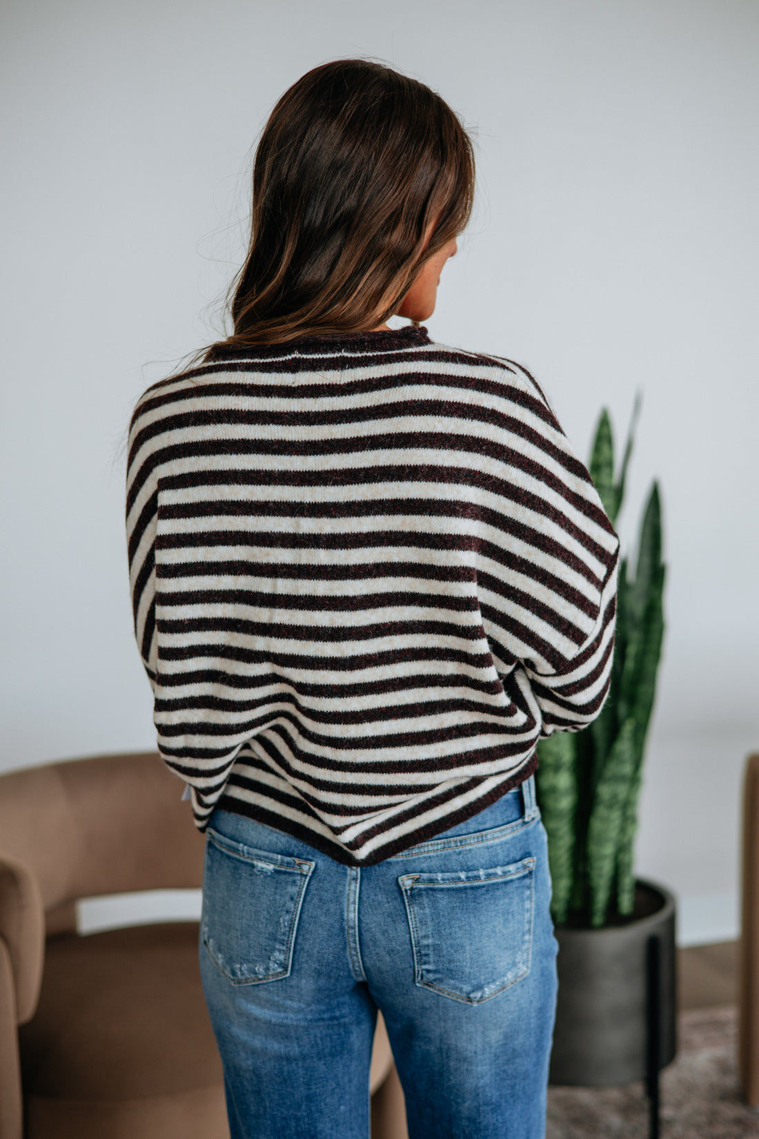 Brooke Striped Cardigan - Dark Wine Mix