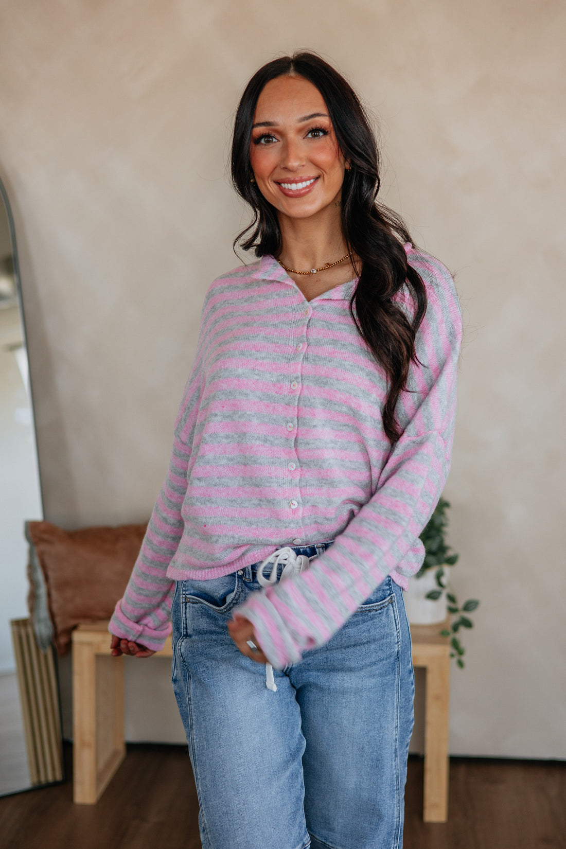 Brooke Striped Cardigan - Cotton Candy Mix