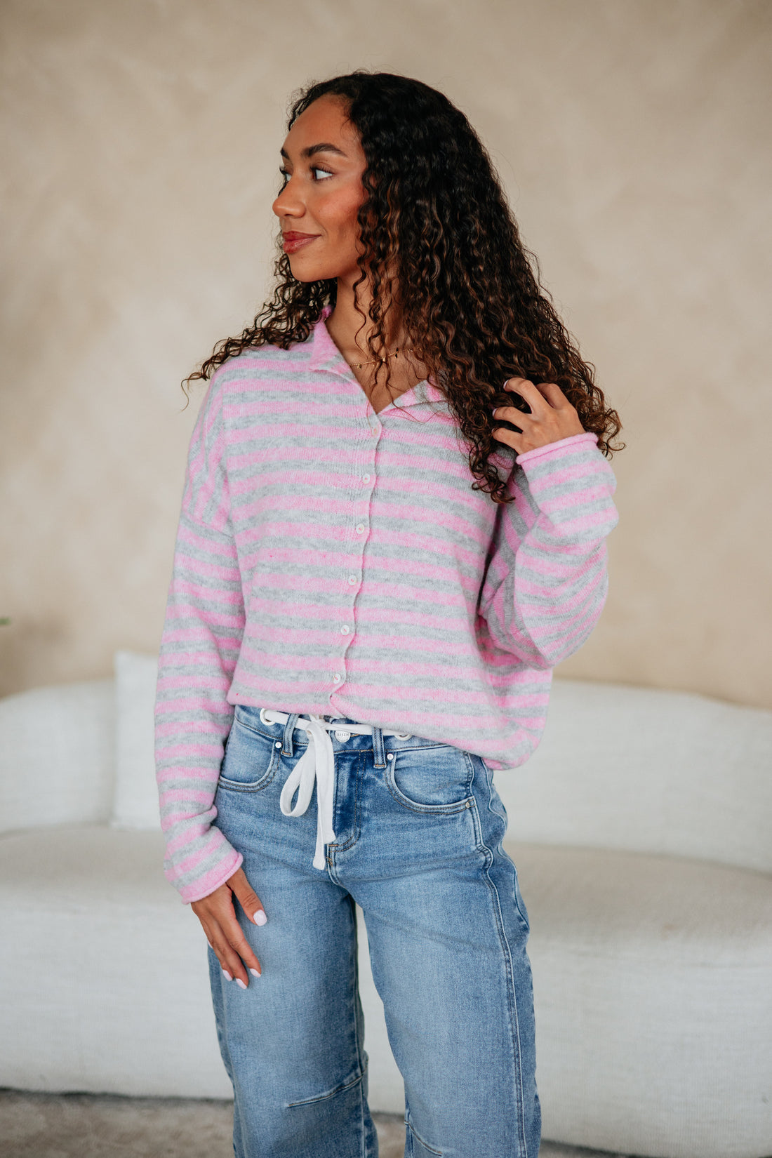Brooke Striped Cardigan - Cotton Candy Mix