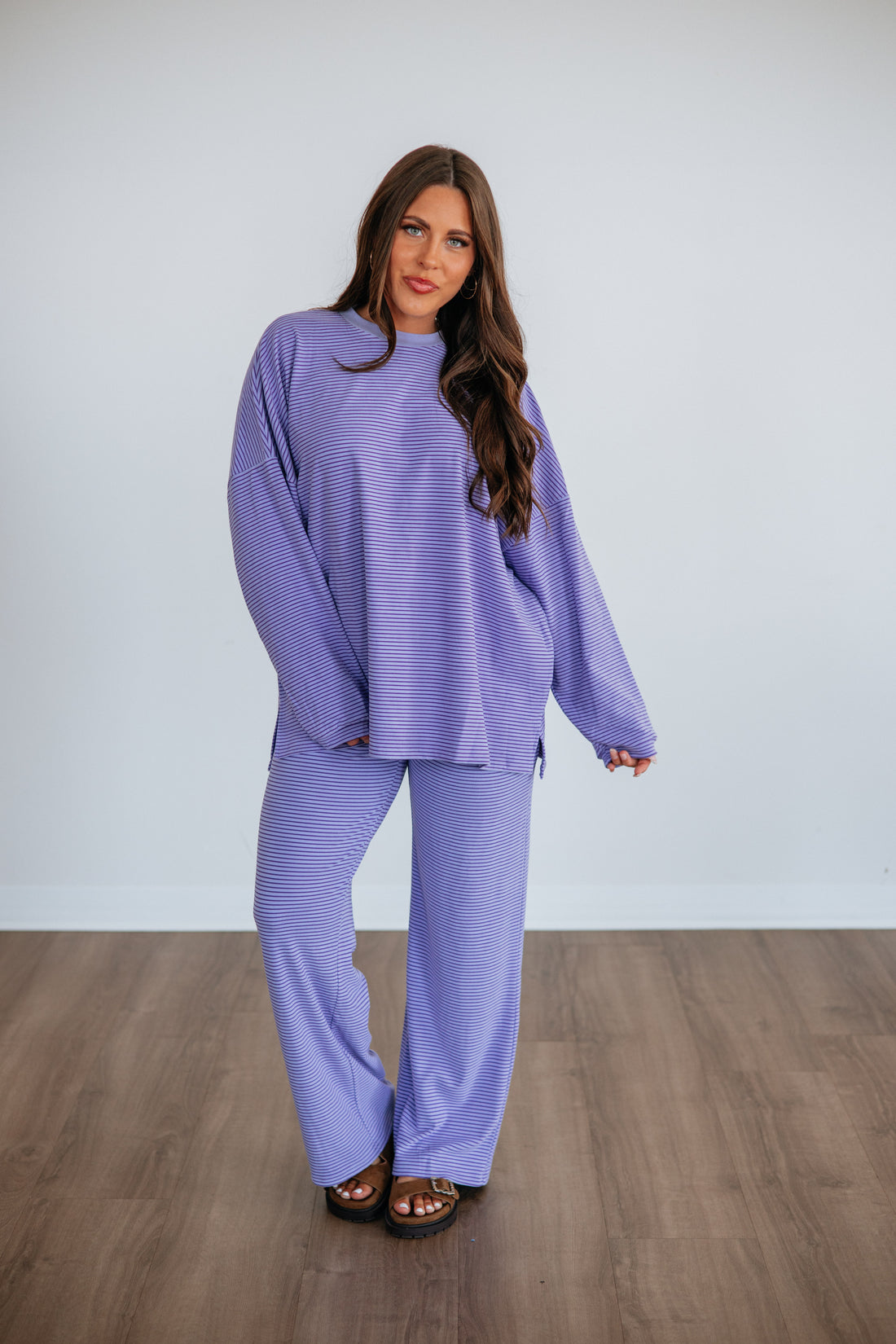 Cayla Striped Top - Lavender Mix