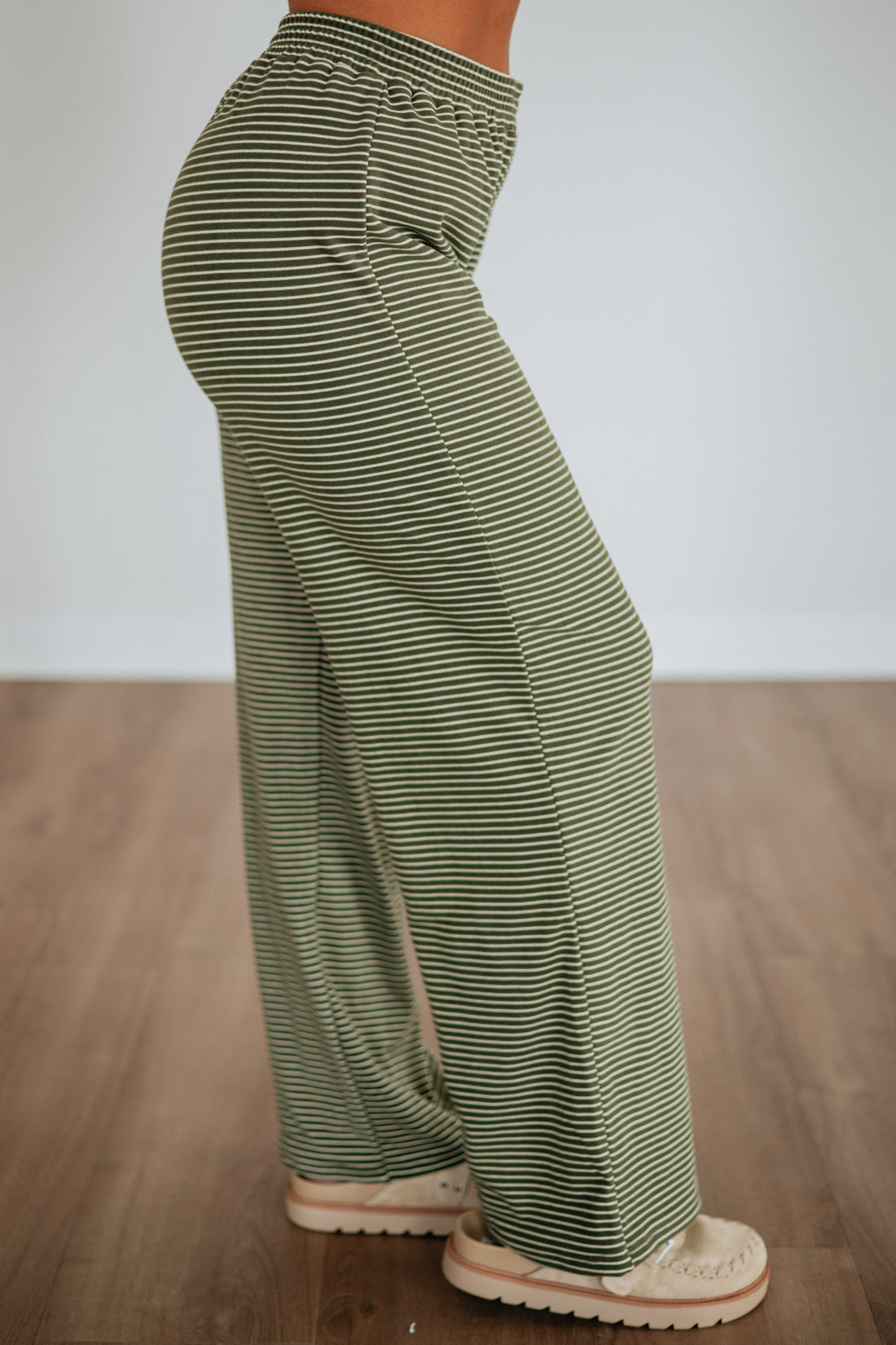 Cayla Striped Pants - Olive Mix