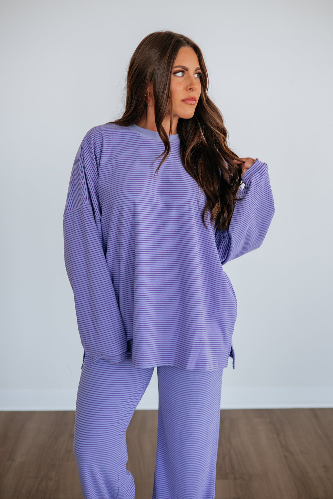 Cayla Striped Top - Lavender Mix