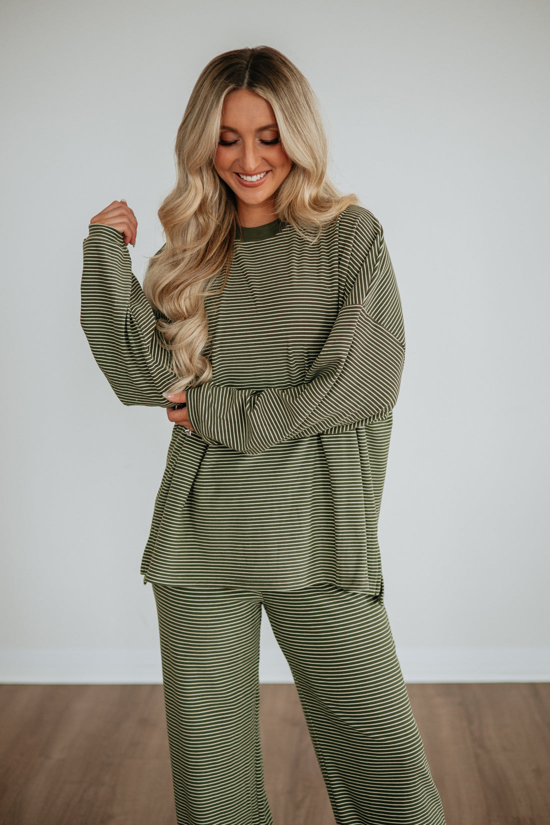 Cayla Striped Top - Olive Mix