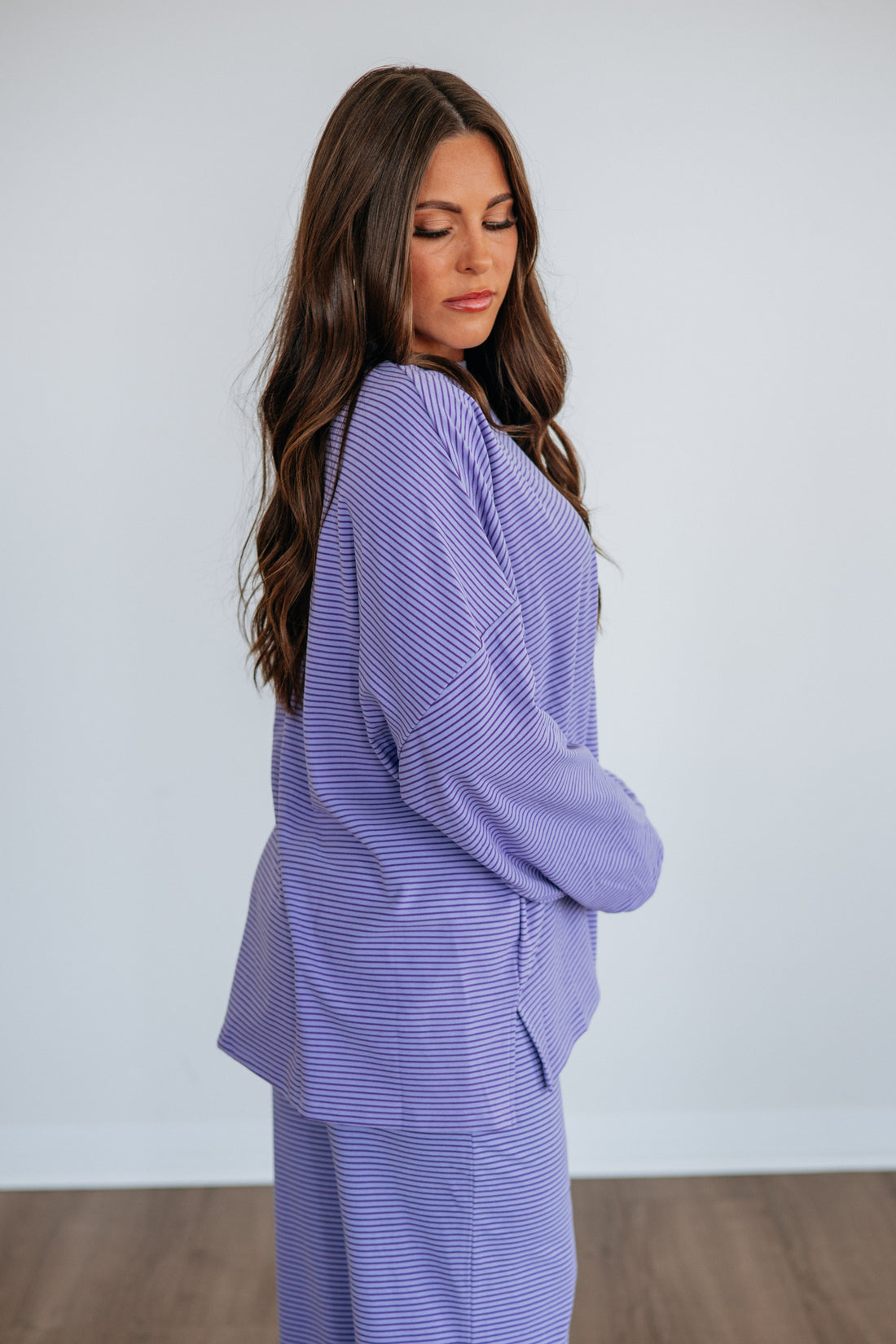 Cayla Striped Top - Lavender Mix