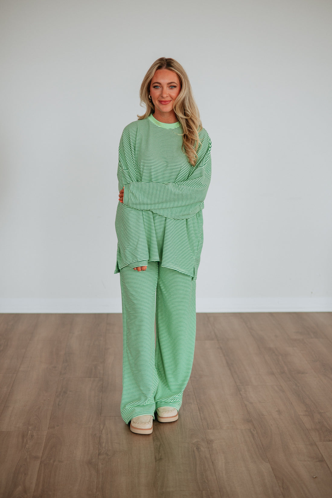 Cayla Striped Pants - Key Lime Mix