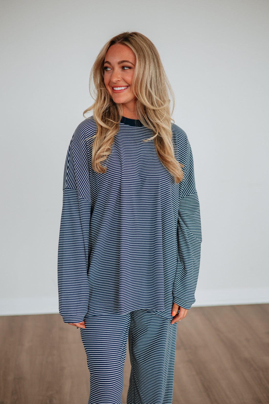 Cayla Striped Top - Dark Navy Mix