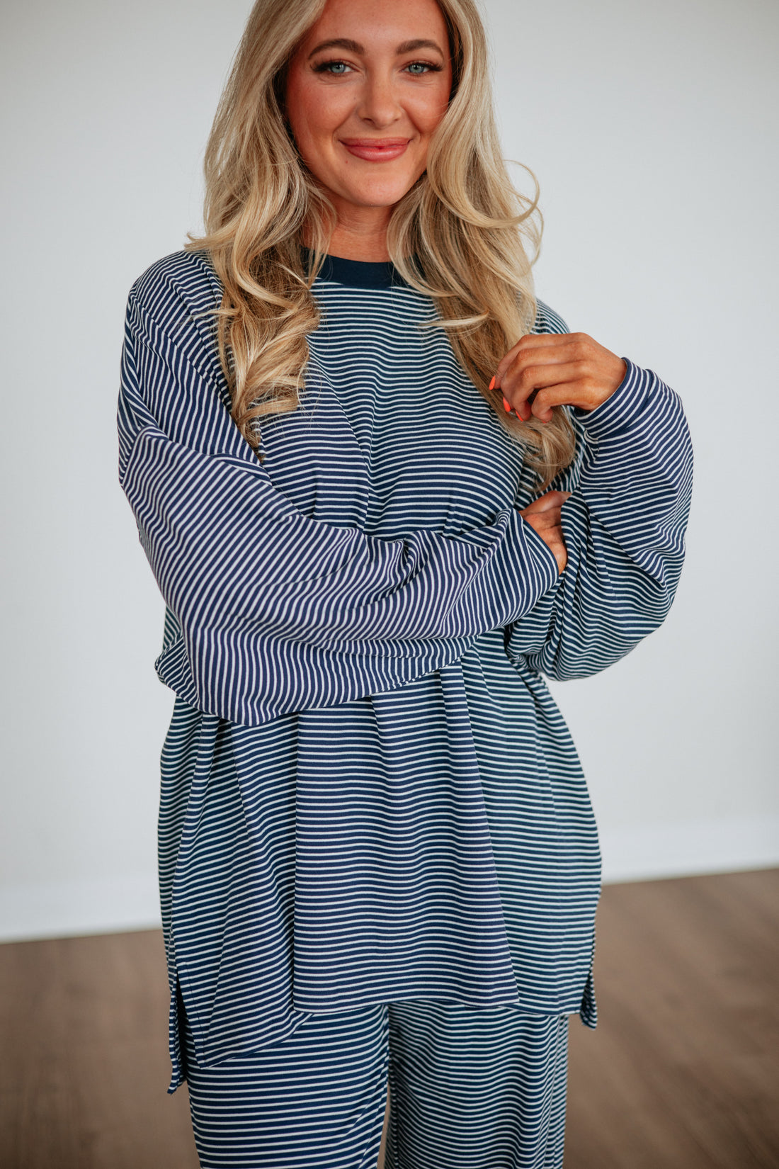 Cayla Striped Top - Dark Navy Mix