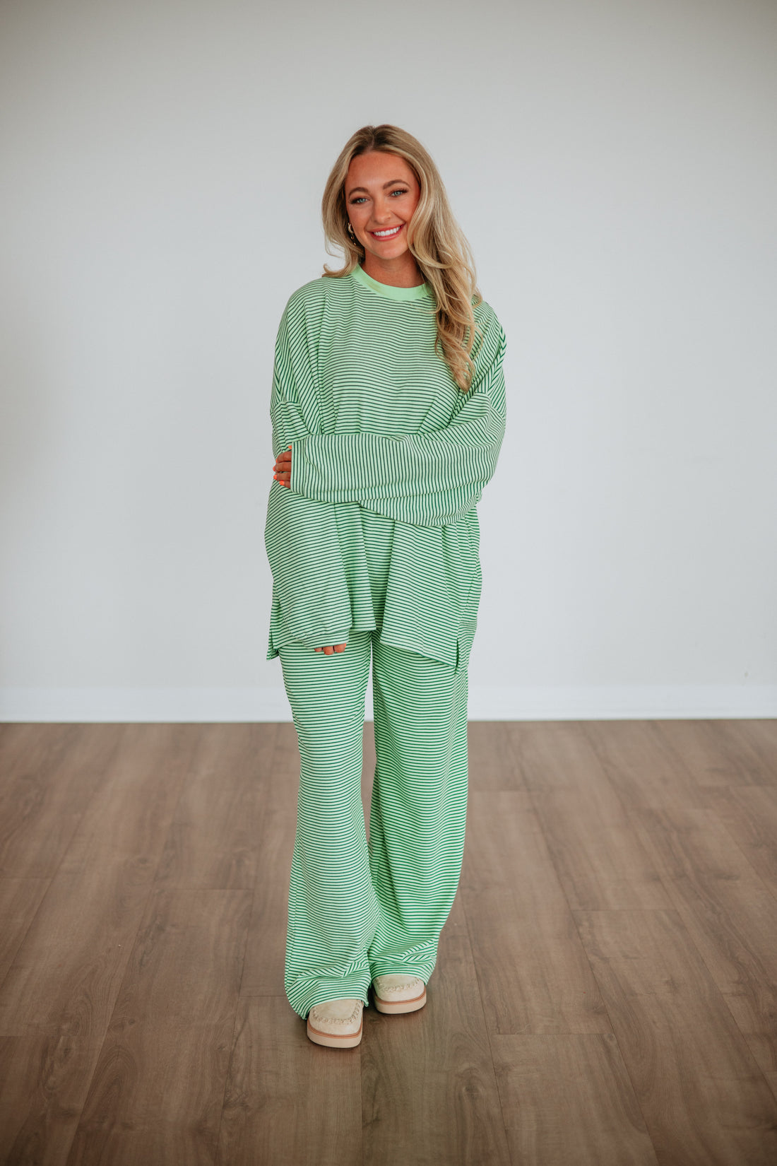Cayla Striped Pants - Key Lime Mix