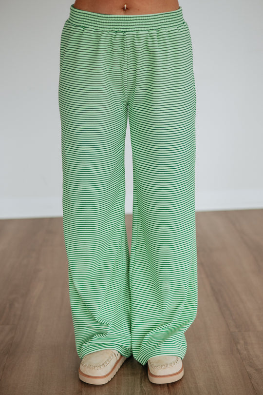 Cayla Striped Pants - Key Lime Mix