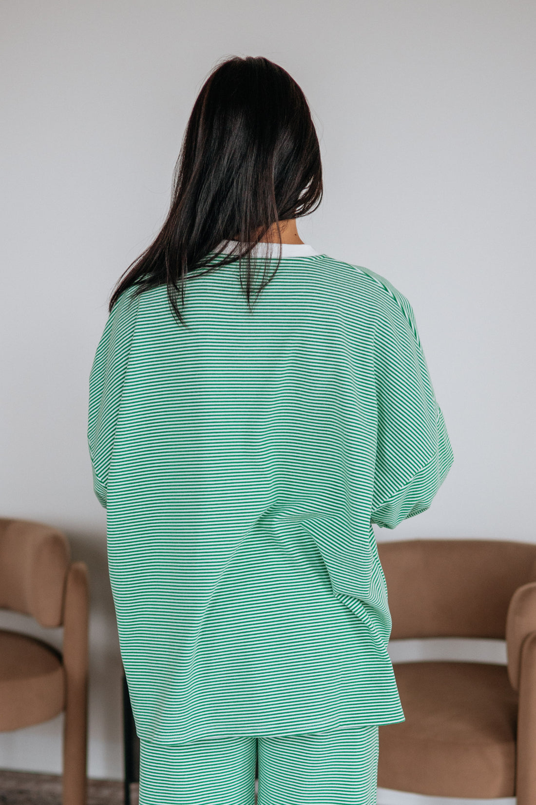 Cayla Striped Top - Kelly Green Mix