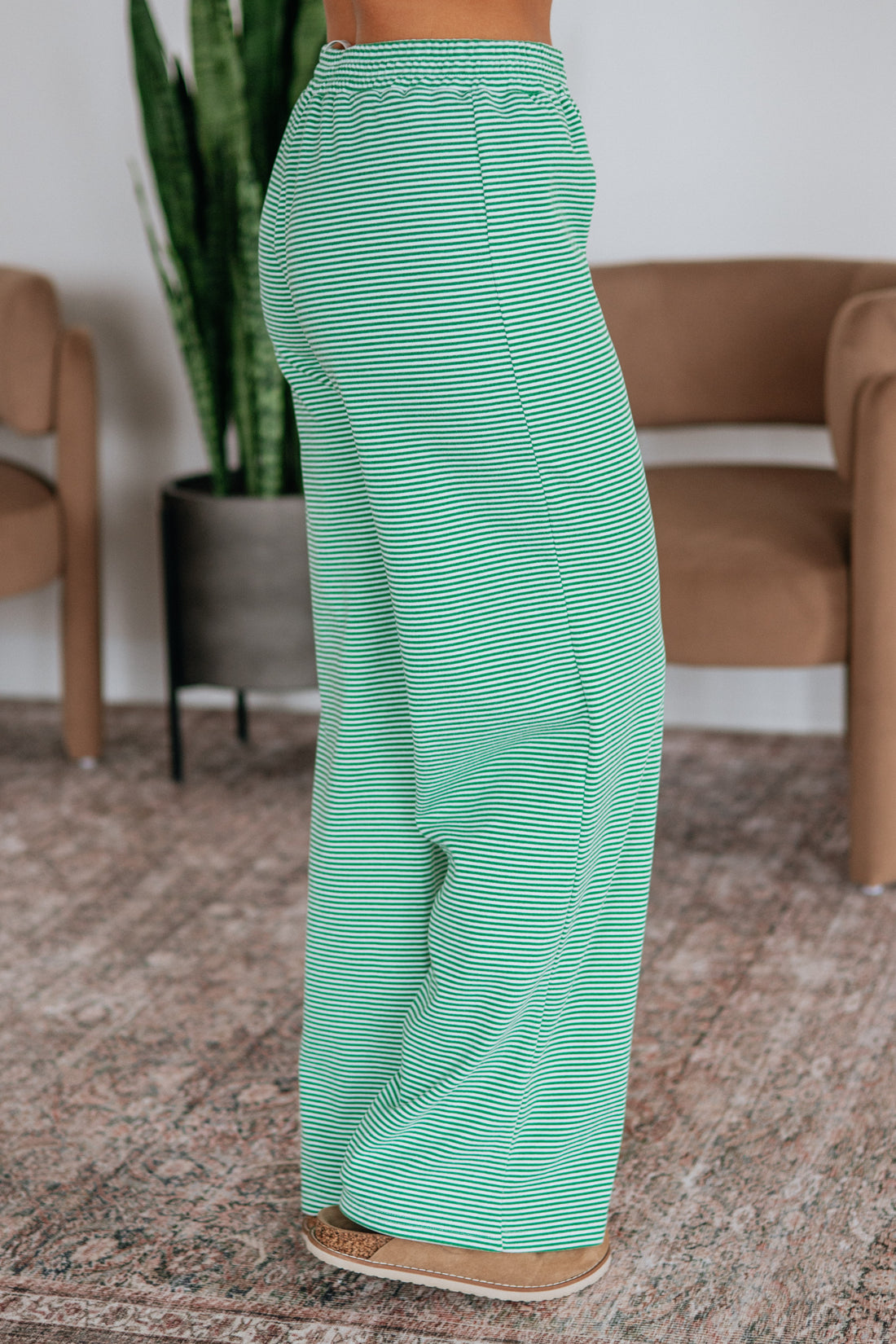 Cayla Striped Pants - Kelly Green Mix