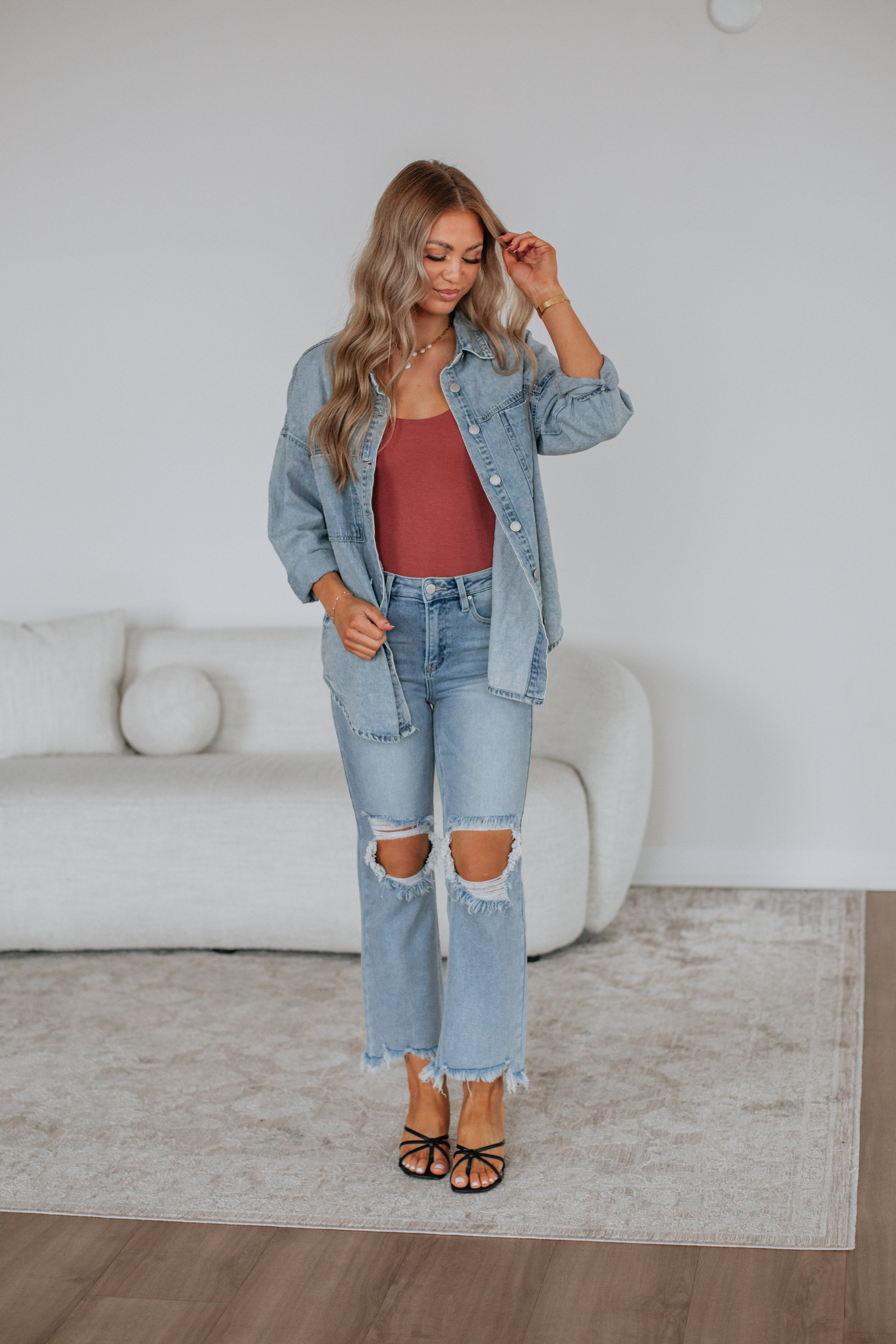 Grayson Risen Denim Shacket - Vintage Light Wash