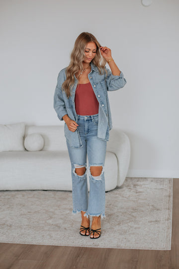 Grayson Risen Denim Shacket - Vintage Light Wash