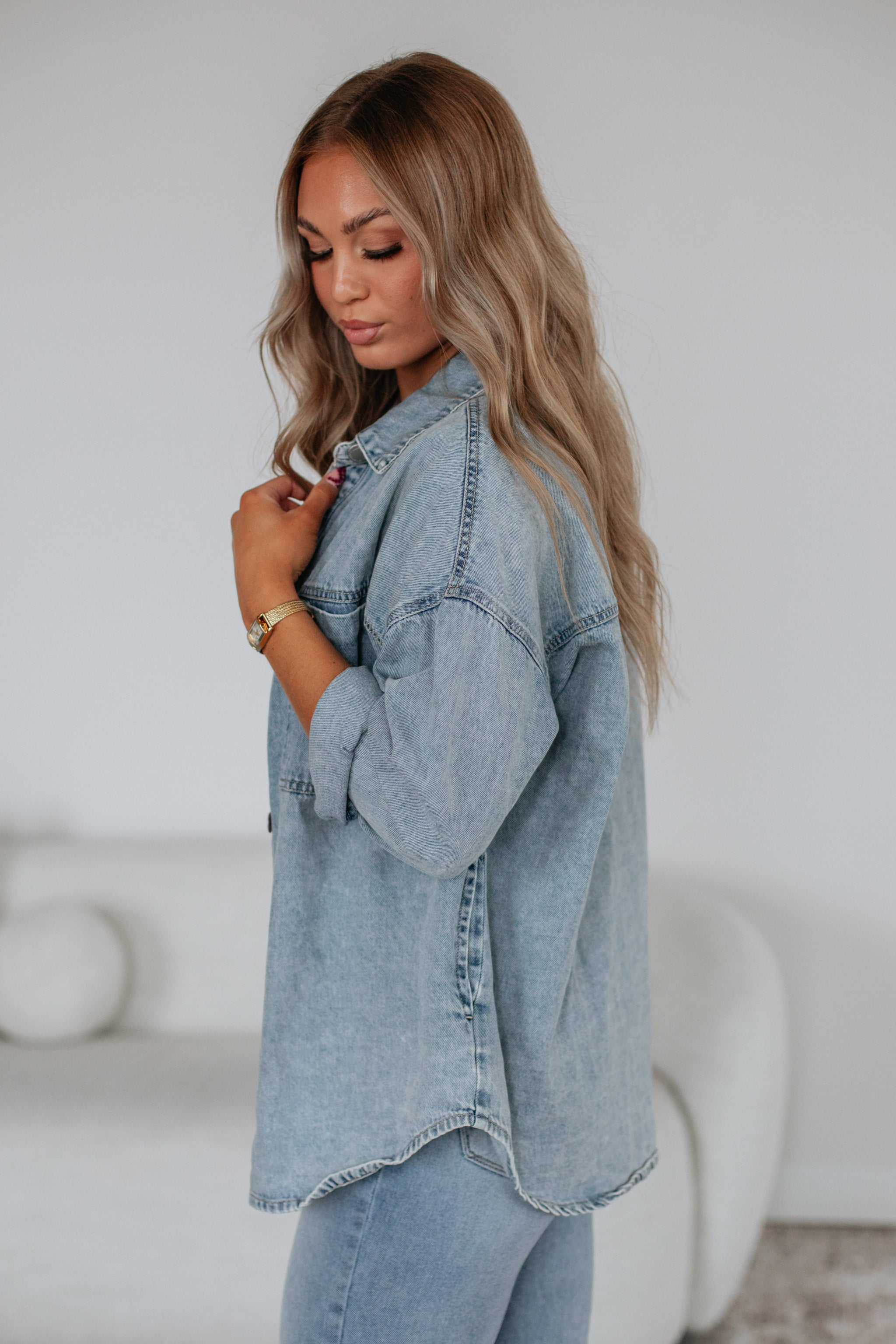 Grayson Risen Denim Shacket - Vintage Light Wash
