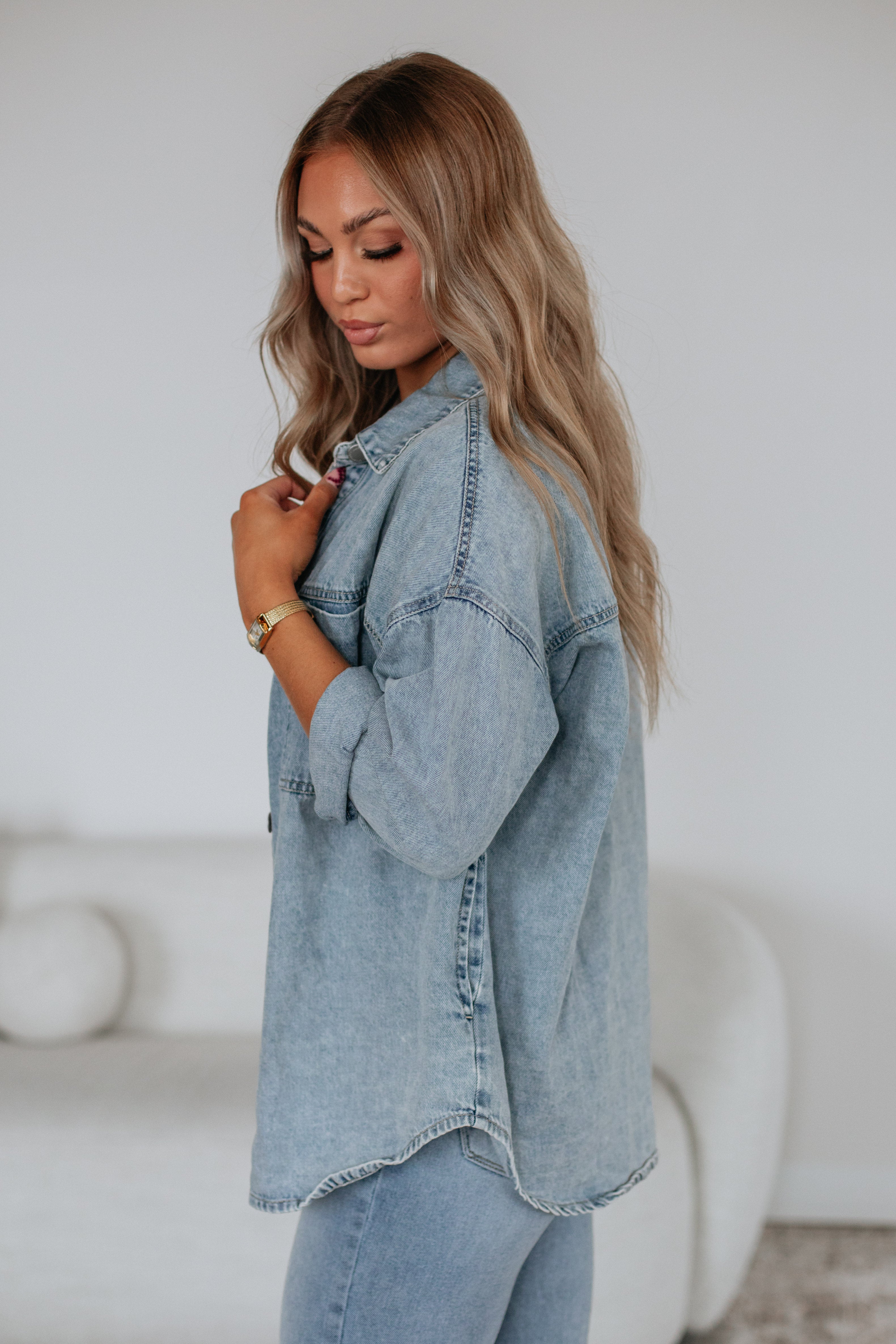 Grayson Risen Denim Shacket - Vintage Light Wash