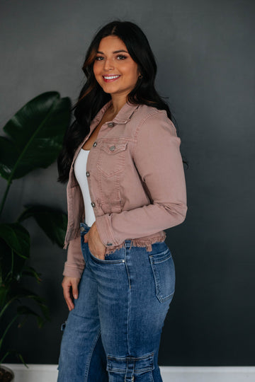 Gemma Risen Denim Jacket - Dusty Mauve