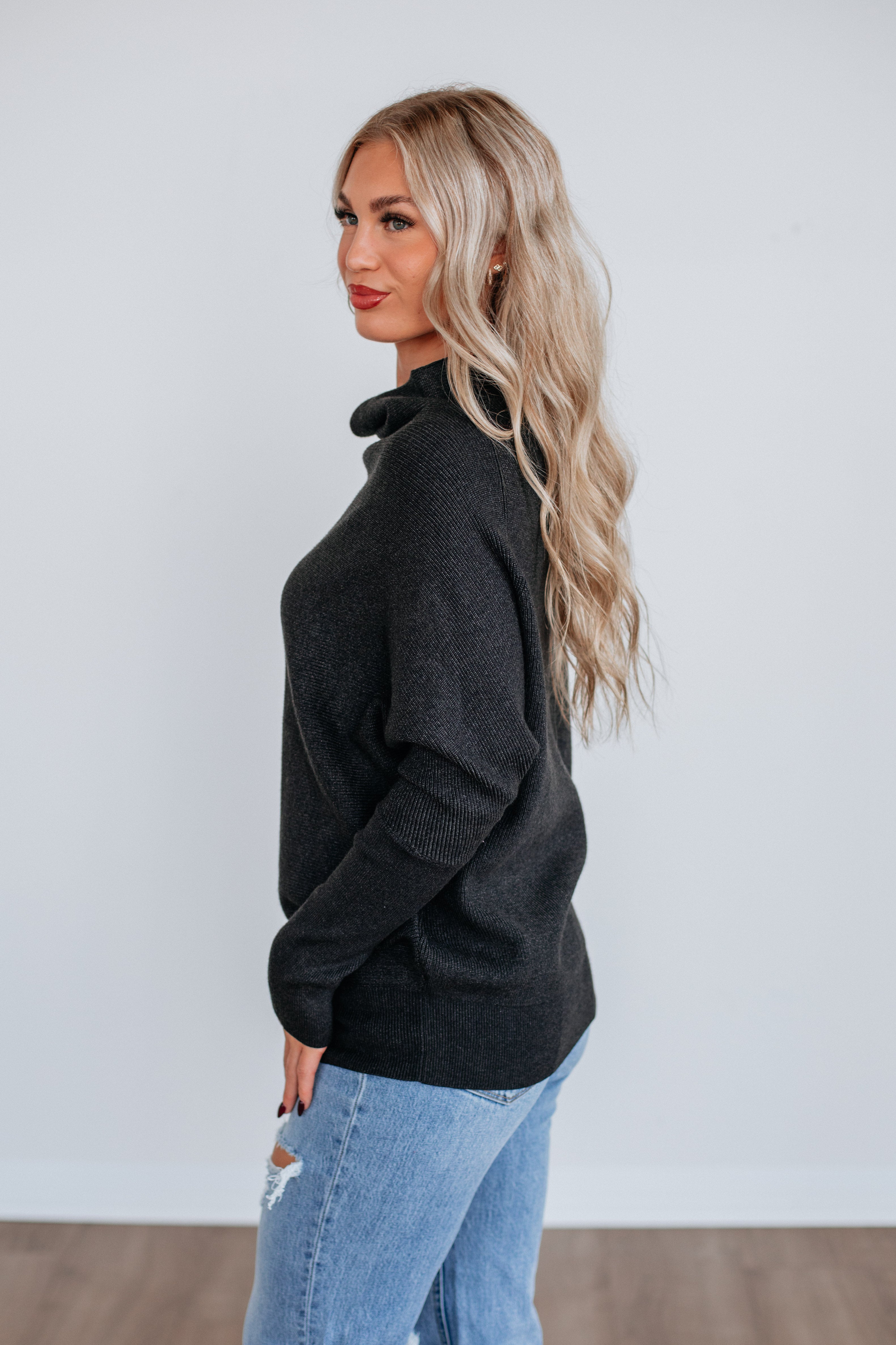 Gretchen Dolman Sweater - Charcoal