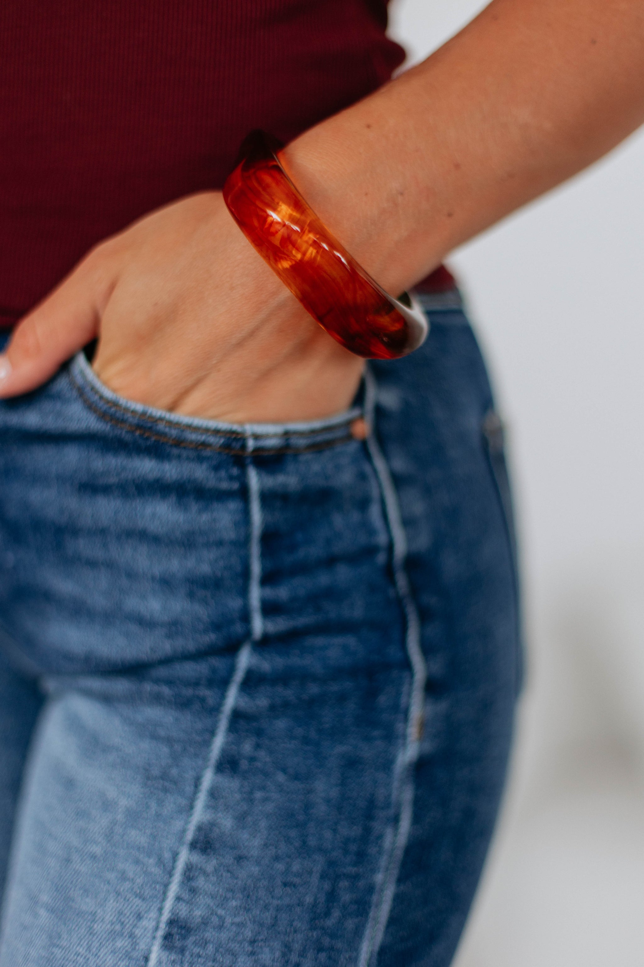 Aurora Swirl Bangle Bracelet - Amber