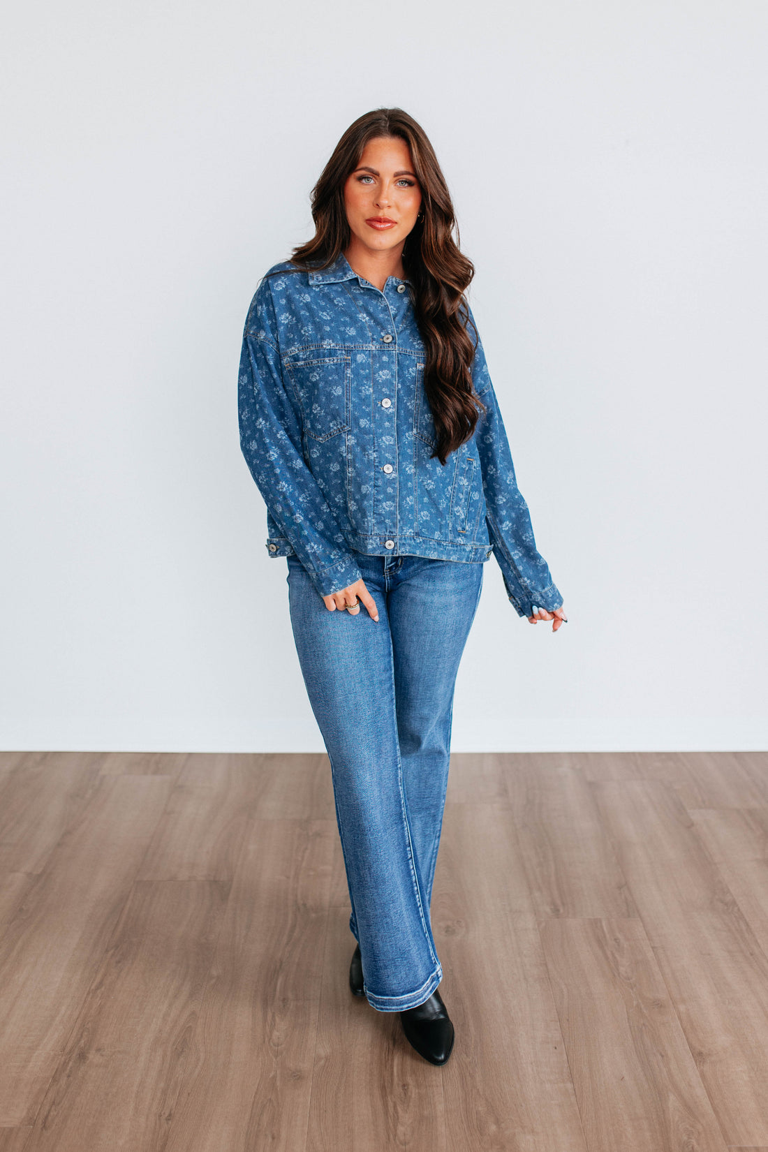 Jorlynn Floral Denim Shacket