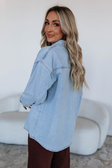 Jersie Denim Shacket - Light Wash