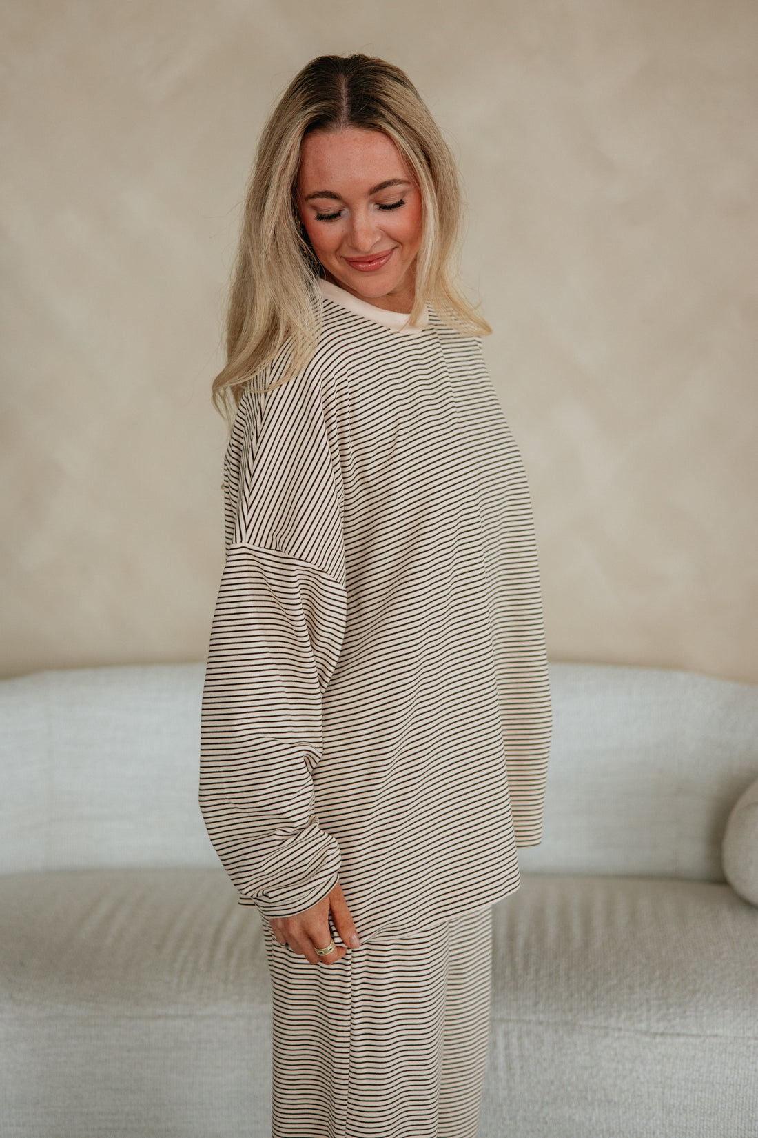 Cayla Striped Top - Almond Mix
