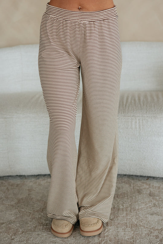 Cayla Striped Pants - Almond Mix