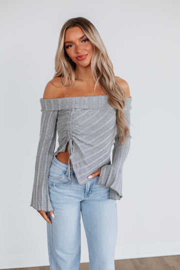 Kalinda Off The Shoulder Top - Heather Grey