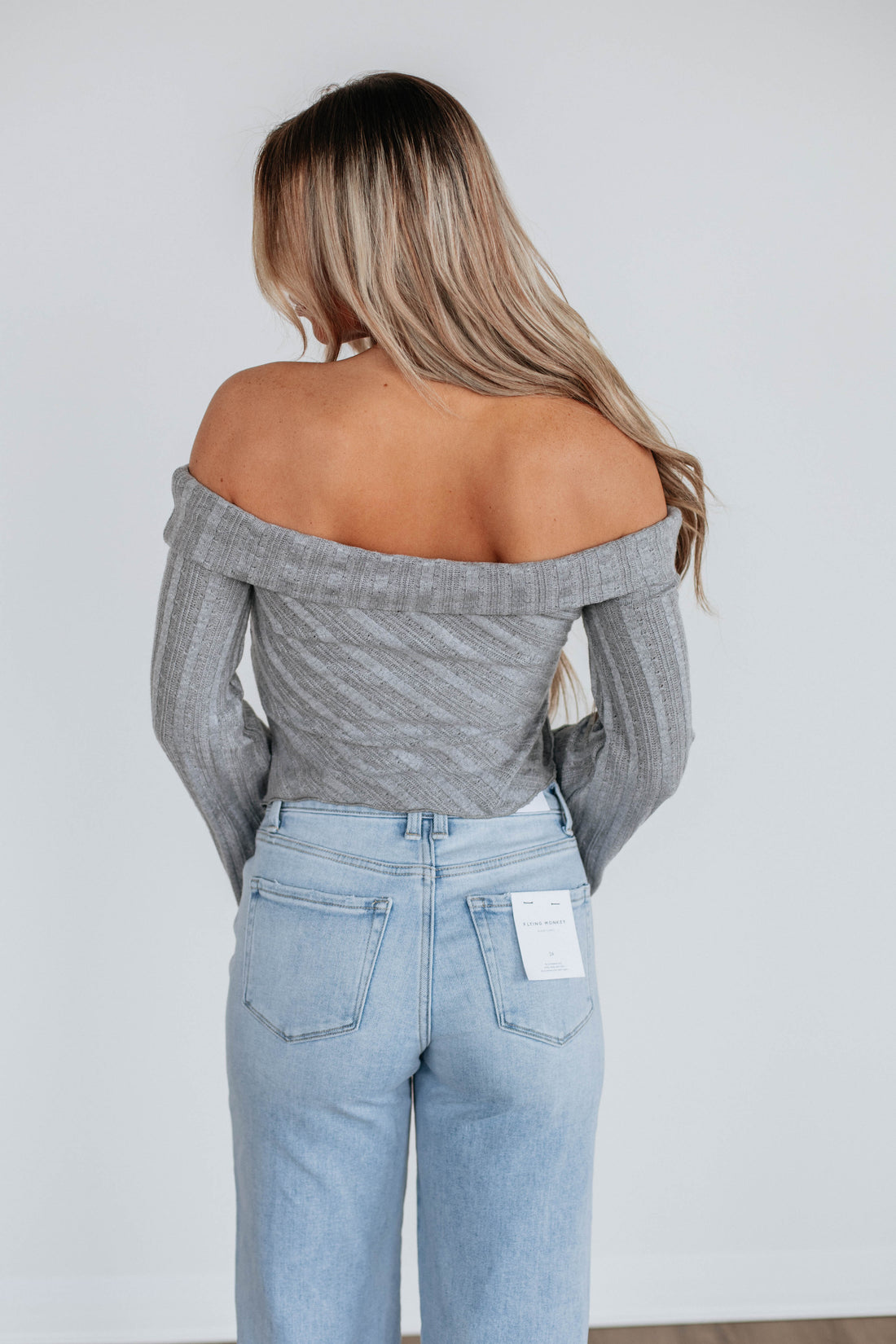 Kalinda Off The Shoulder Top - Heather Grey