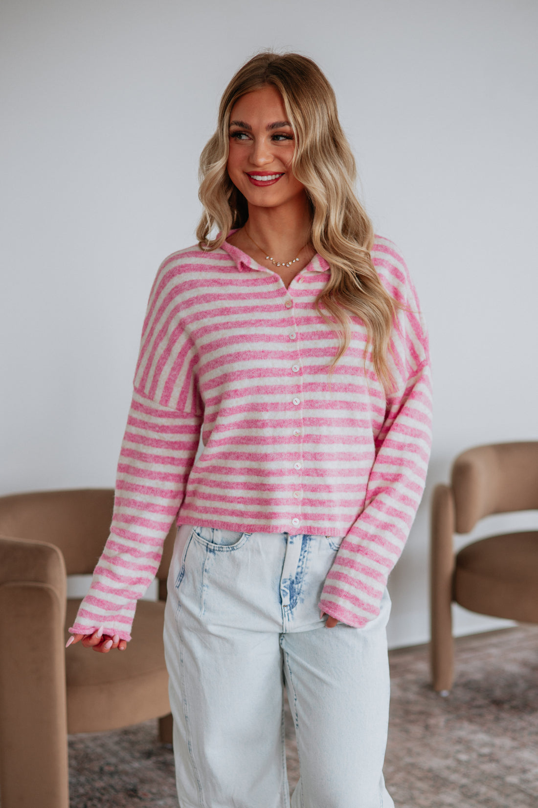 Brooke Striped Cardigan - Taffy Mix