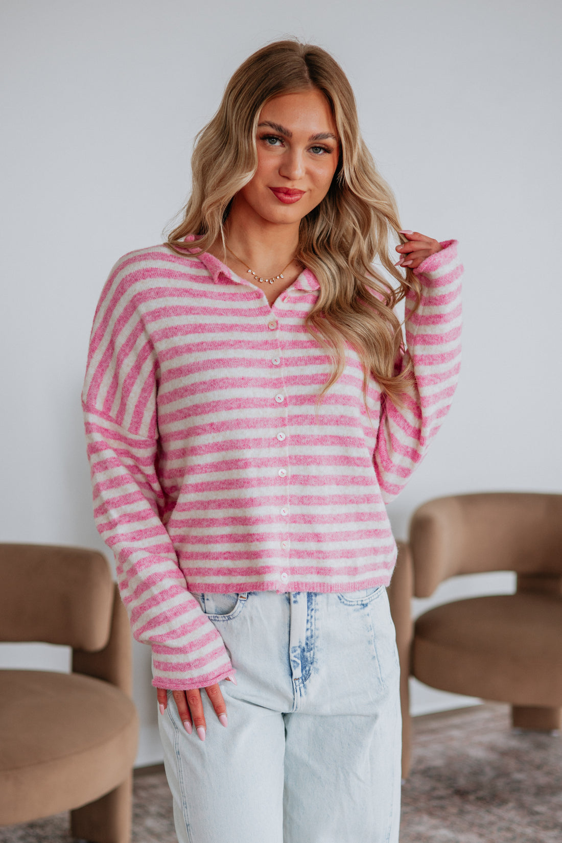 Brooke Striped Cardigan - Taffy Mix