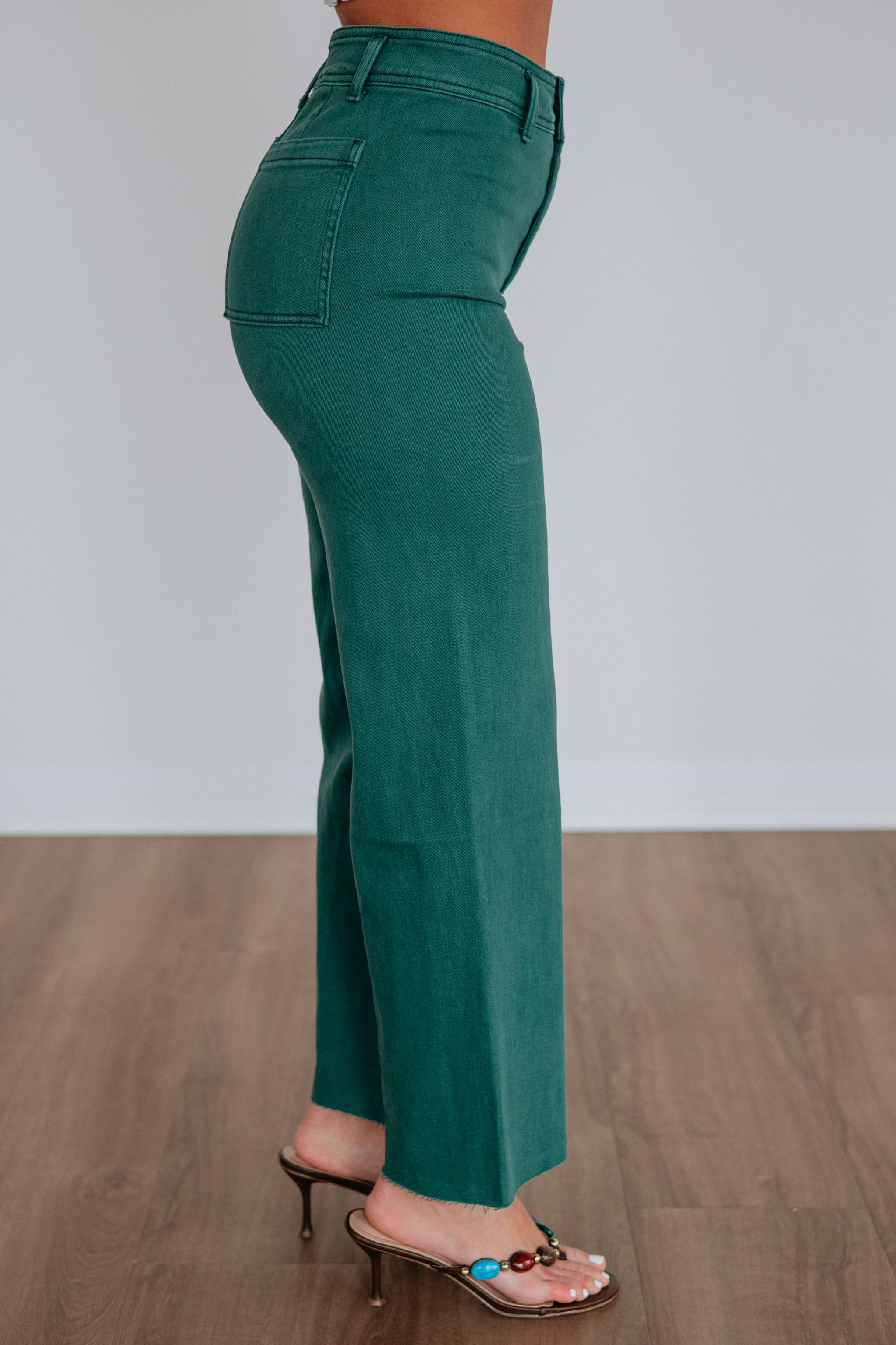 Linsley Wide Leg Pants - Pine