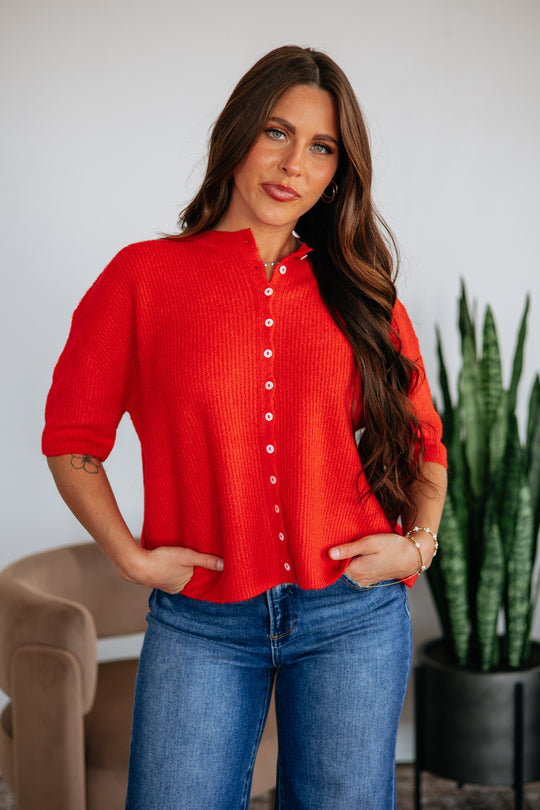 Auden Sweater Top - Scarlet