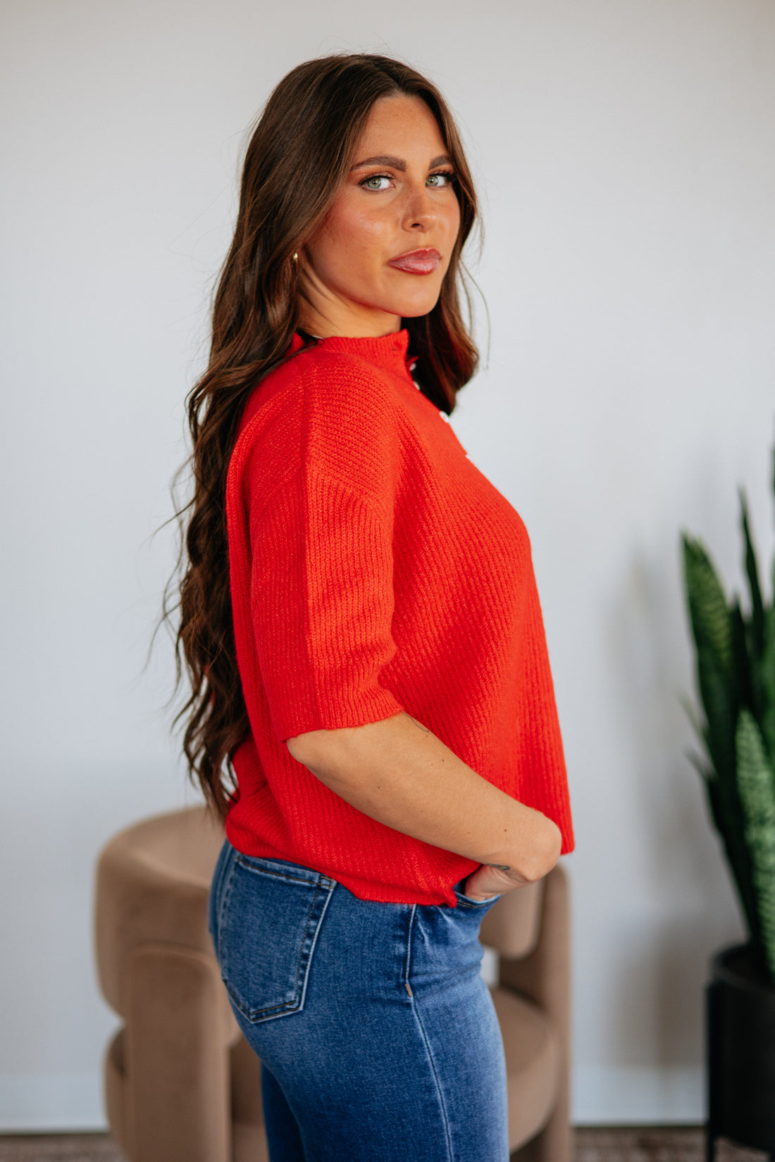 Auden Sweater Top - Scarlet