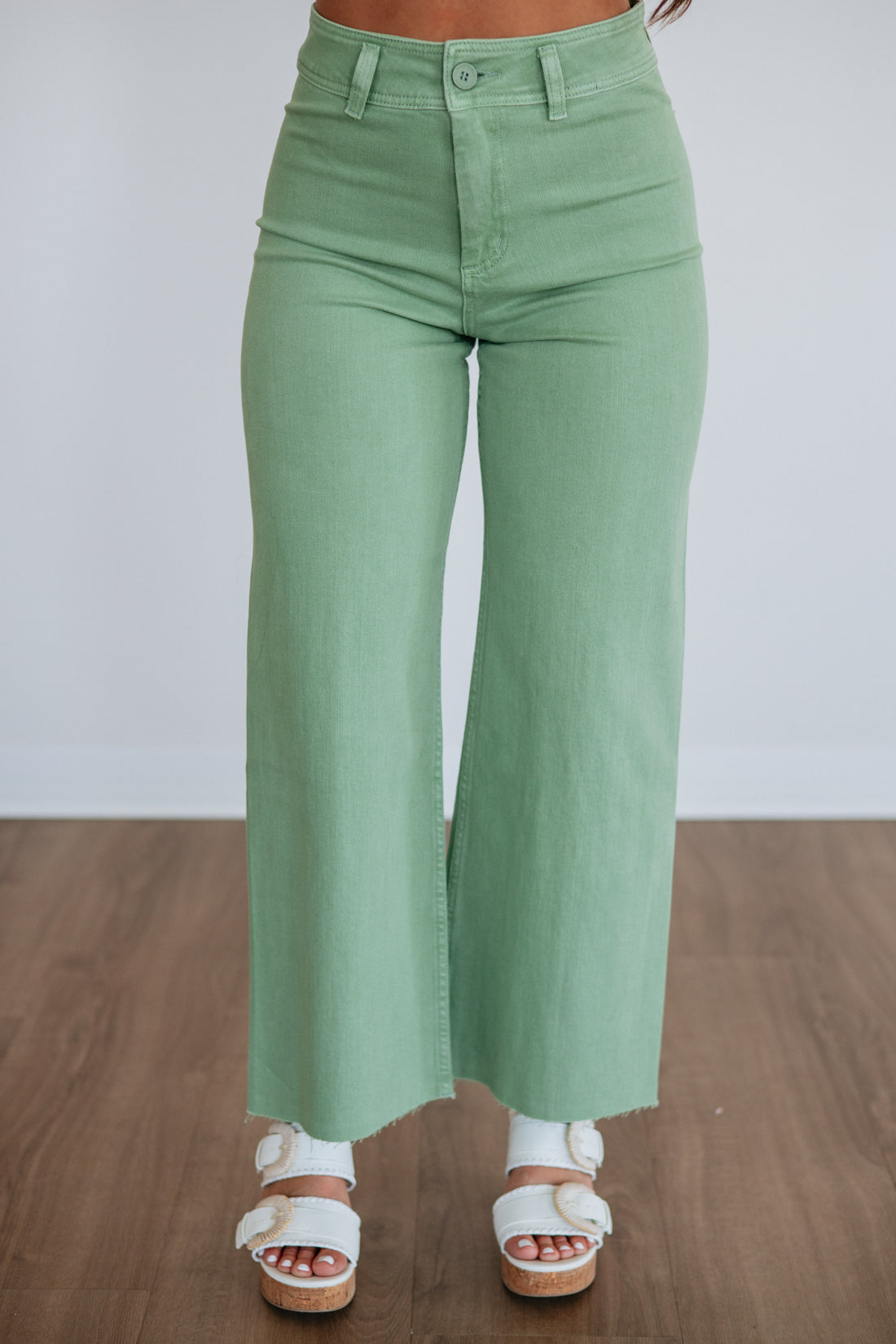 Linsley Wide Leg Pants - Matcha