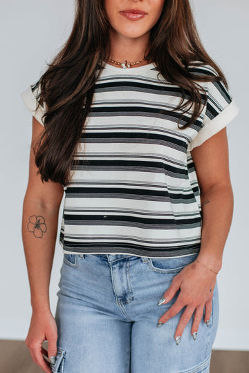 Mayra Striped Top - Black Mix